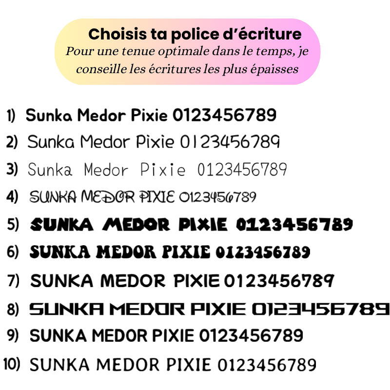 Polices d'écriture pour flocage - Atelier Juno